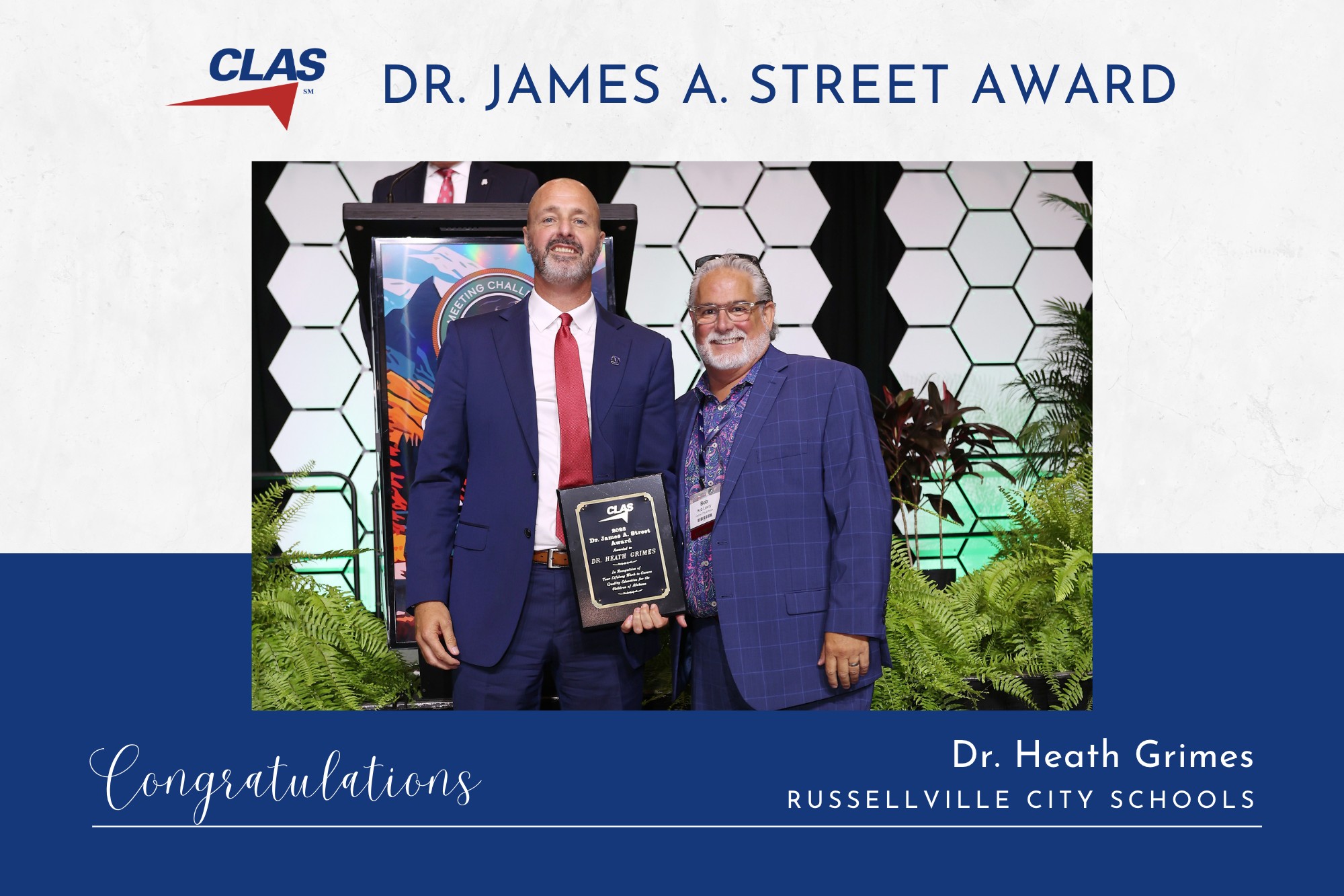 CLAS James Street Award 2023 - Heath Grimes - Russellville City Schools