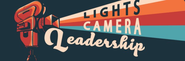 Lights, Camera, Leadership - A vibrant graphic of a vintage film camera projecting colorful light beams, representing the 2025 CLAS Convention theme.