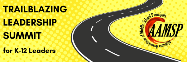 Trailblazing Leadership Summit logo with a winding road graphic and bold orange and blue text.